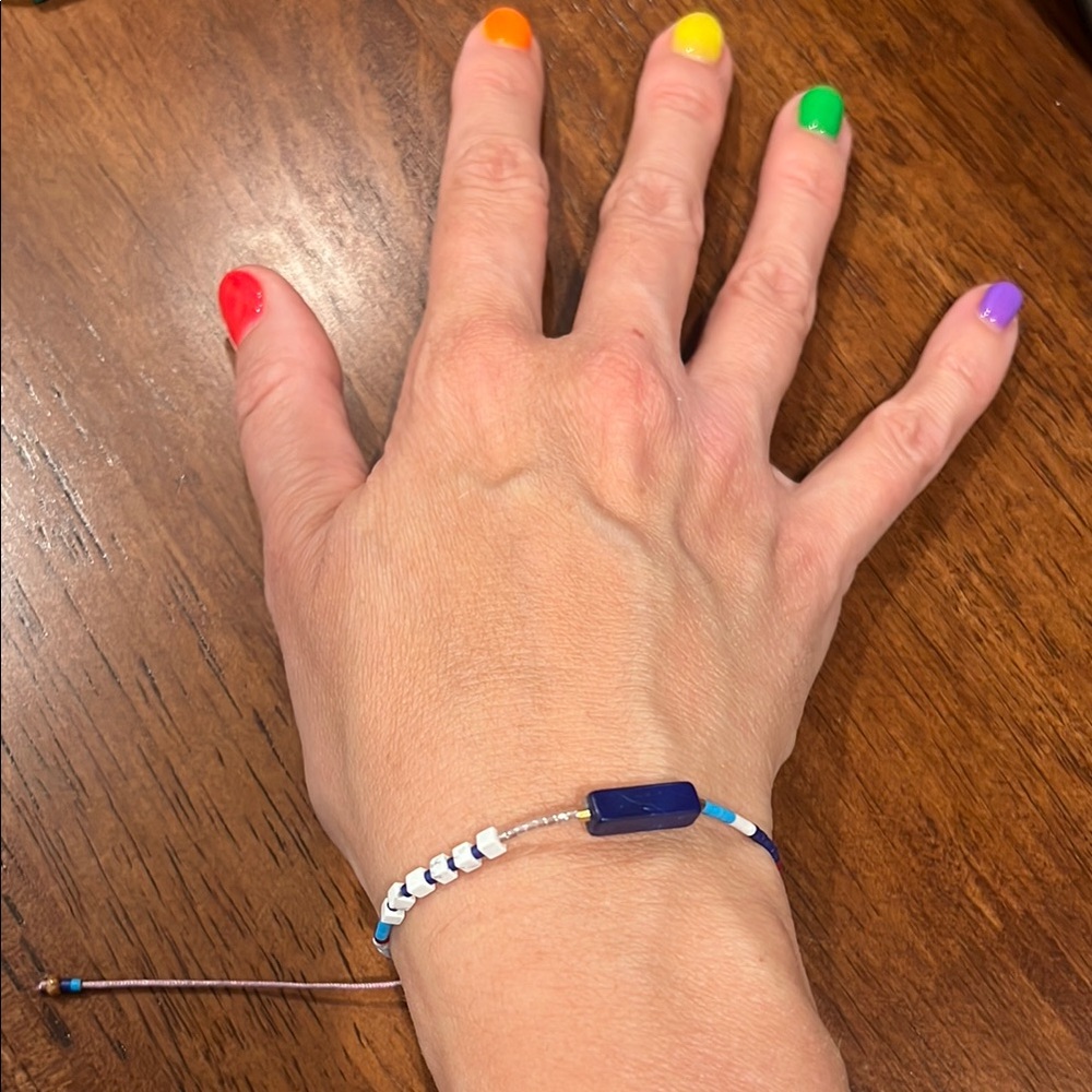 Colorful Beaded Bracelet with Blue‎ Accent